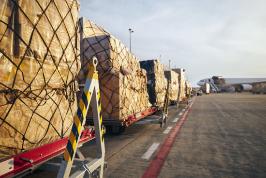 Loading of cargo airplane